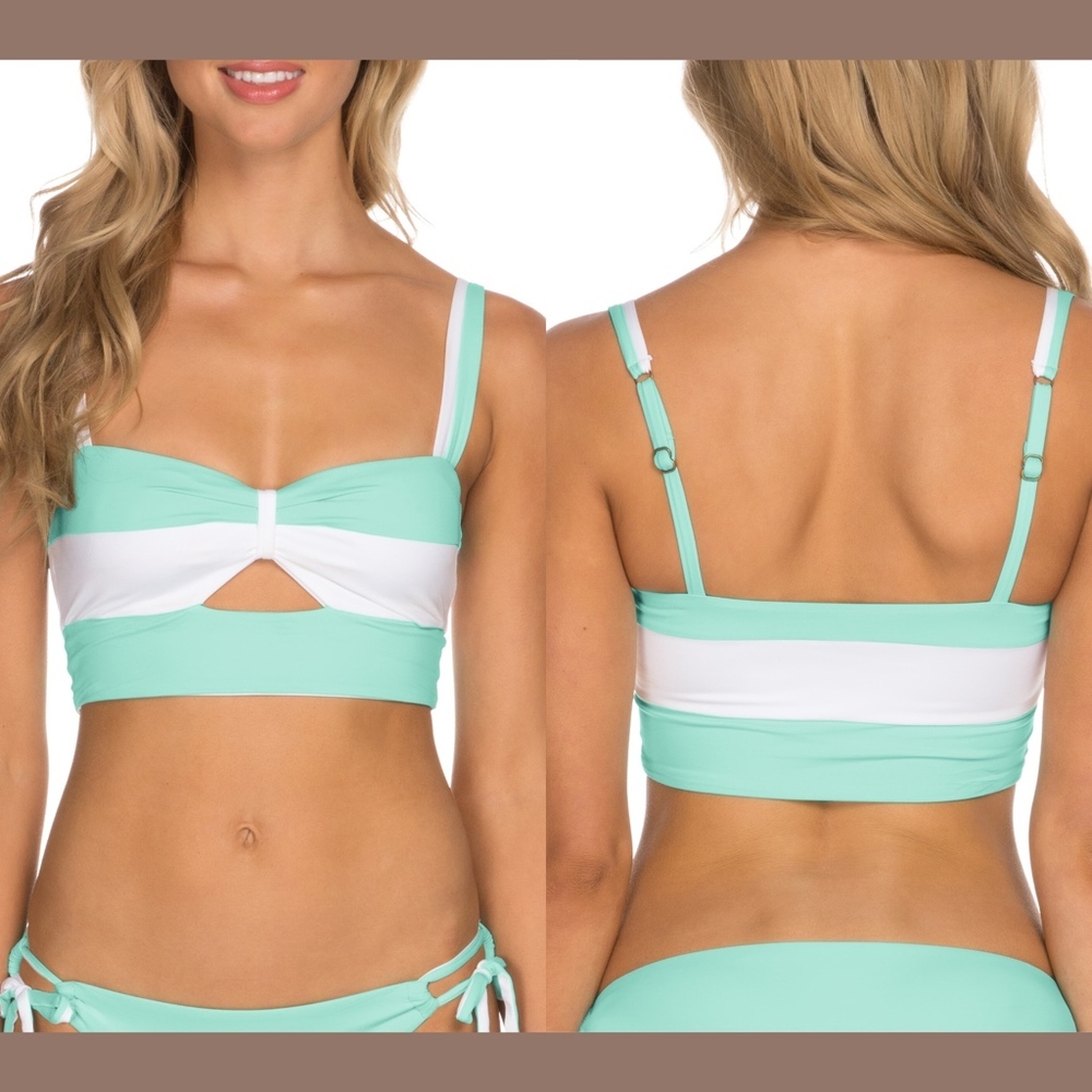 NEW Isabella Rose Block Party Bikini Top‎ in Stripe Blue White [SZ Small ]